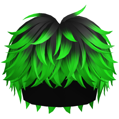 Messy Fluffy Anime Boy Hair (Black To Green) | Roblox Item - Rolimon's