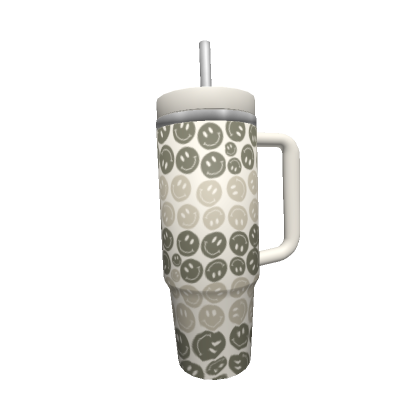 Roblox Item Preppy Aesthetic Beige and Green Smile Cup