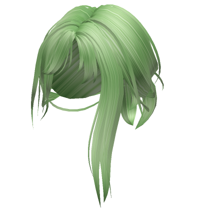 Manga Messy Low Half Done Bun Hair [Green Elf] - Roblox
