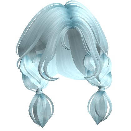 Roblox Item Short Braided Messy Pigtails Light Blue