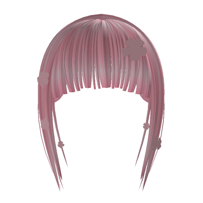 bangs with pink flowers in pink's Code & Price - RblxTrade
