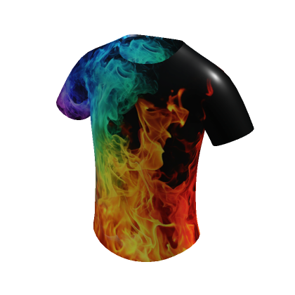 Epic Neon Rainbow Fire Flames Super Gamer Shirt | Roblox Item - Rolimon's