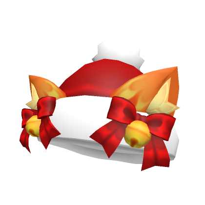 Roblox Item Cat Santa Pom hat Orange