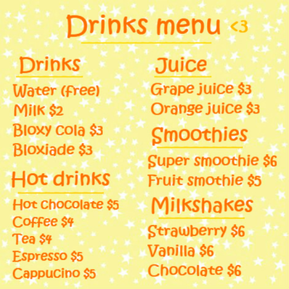 Bloxburg Drinks Menu 2018 Roblox