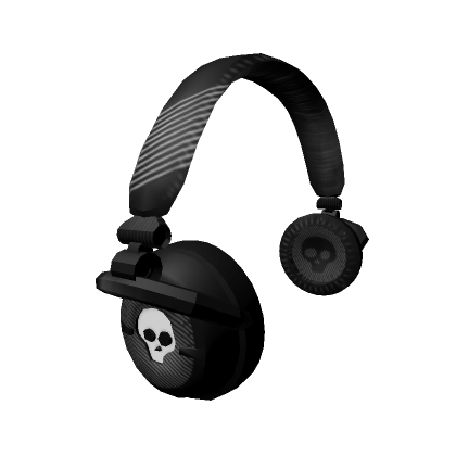 Roblox Item y2k black skull headphones