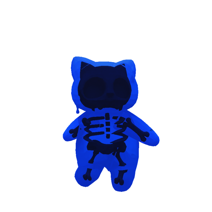 2D Mini Halloween Skeleton Cat (Blue)