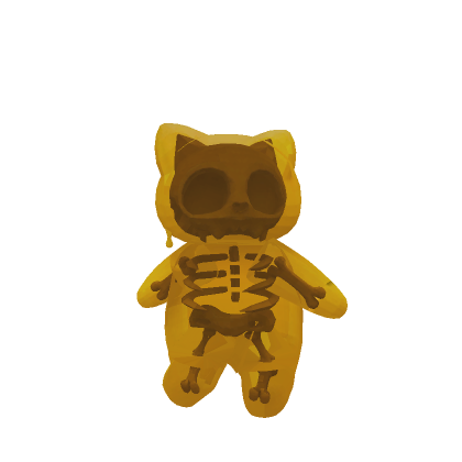 2D Mini Halloween Skeleton Cat (Gold)