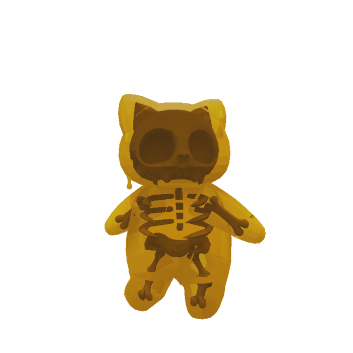 2D Mini Halloween Skeleton Cat (Gold)