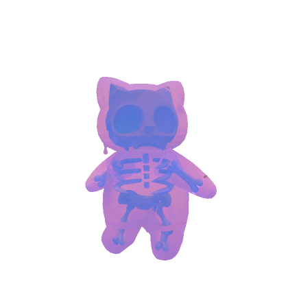 2D Mini Halloween Skeleton Cat (Pastel)