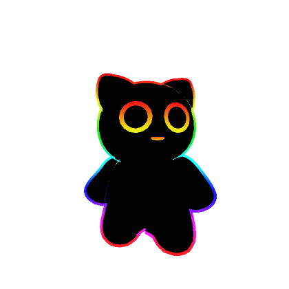 2D Cute Neon Rainbow Mini Cat