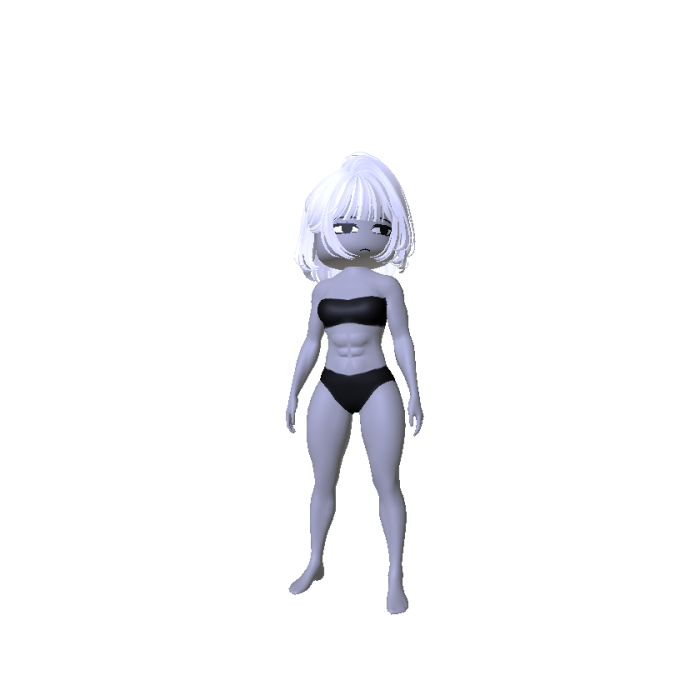Athletic Gym Woman Body W/ White Bob