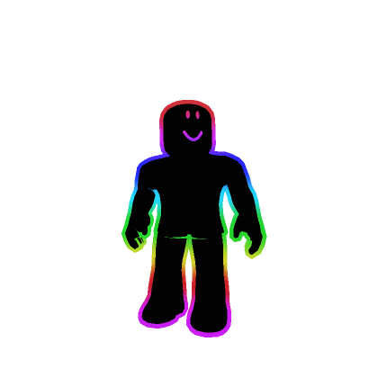 Rainbow Black Cartoony Outlined Boy