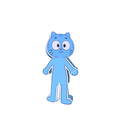 Flat Blue Cartoon Cat Kid Bootleg