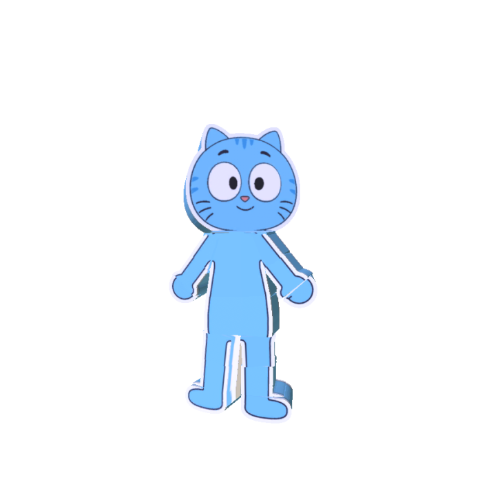 Flat Blue Cartoon Cat Kid Bootleg