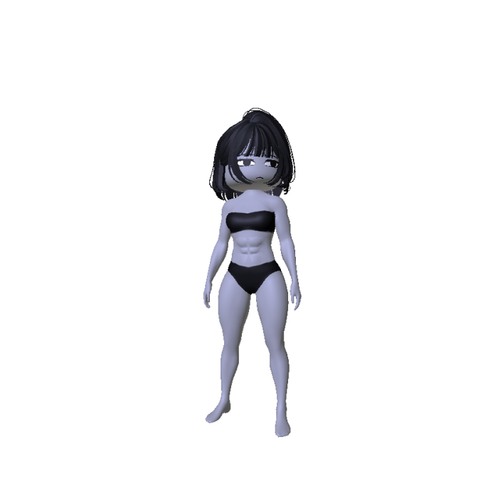 Athletic Gym Woman Body W/ Black Bob
