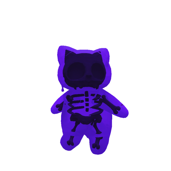 2D Mini Halloween Skeleton Cat (Purple)