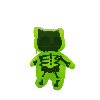 2D Mini Halloween Skeleton Cat (Green)