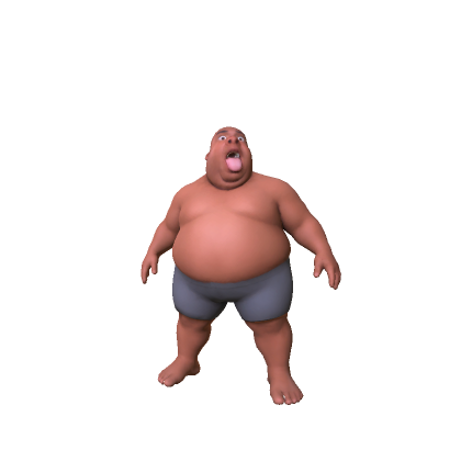 Screaming Tongue Out Crazy Fat Guy