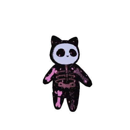 Halloween Animated Skeleton Cat - Pink and White