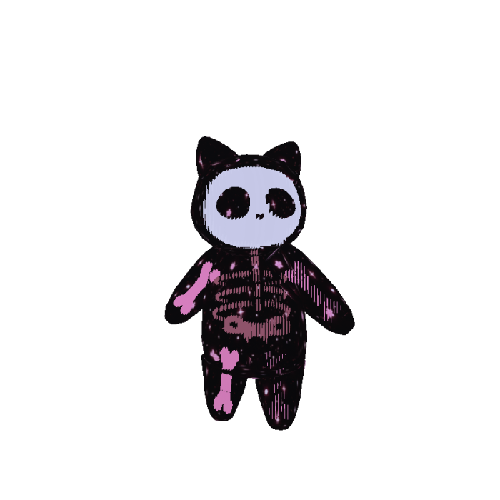 Halloween Animated Skeleton Cat - Pink and White
