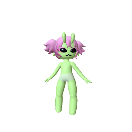 Girly Alien Doll w/ Pigtails (RECOLORABLE)