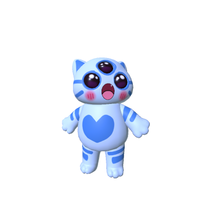 Mini Blue Alien Cat