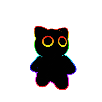 2D Cute Neon Rainbow Mini Cat