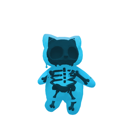 2D Mini Halloween Skeleton Cat (Cyan)