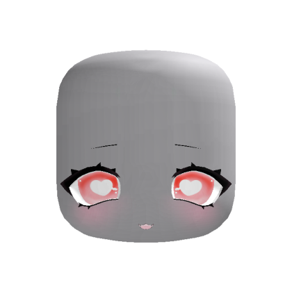 (animated) cute pink happy heart eyes face in red thumbnail