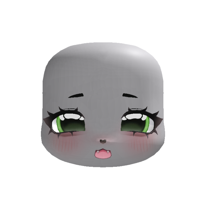 (animated) green playful kigurumi fangs face