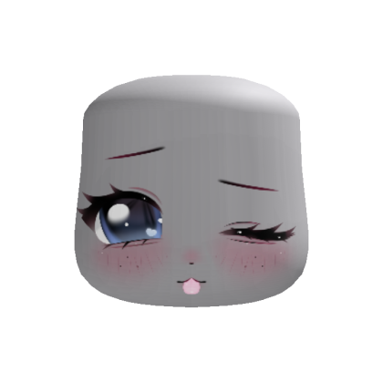 sweet kawaii dreamy blinking girl face blue