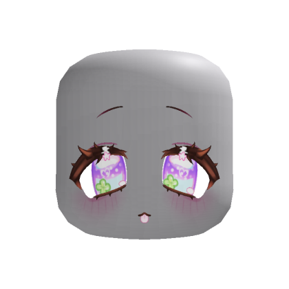 (Animated) Purple Cute Clover Chibi Amazed Face