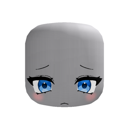 Cute Sad Blush Anime Face (Blue) thumbnail