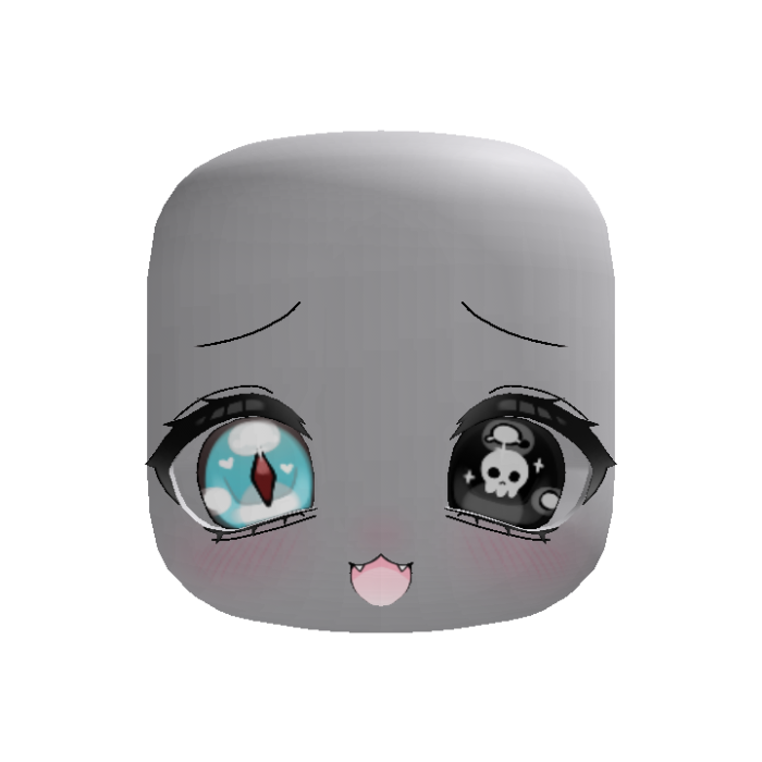 Cute Anime Creepy Eyes Cat Face Blue Black