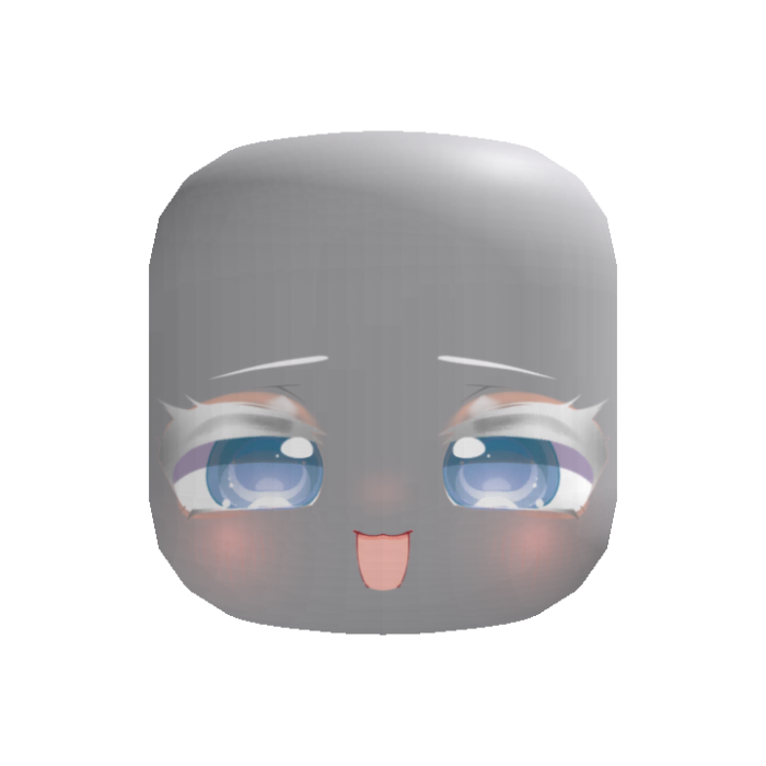 cute chibi albino blue eyed happy face