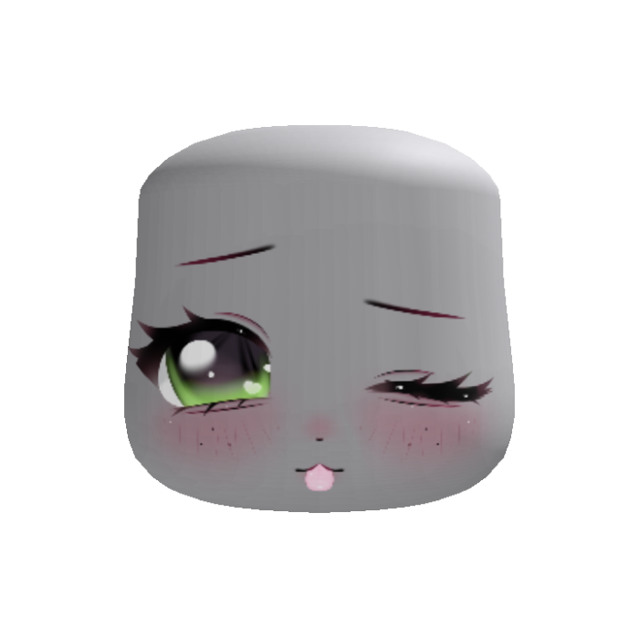 sweet kawaii dreamy blinking girl face green