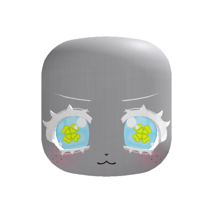 🍀 kawaii bashful clover puppy face in albino blue