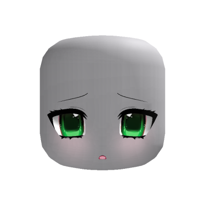 scared worried kawaii chibi moe face (green)