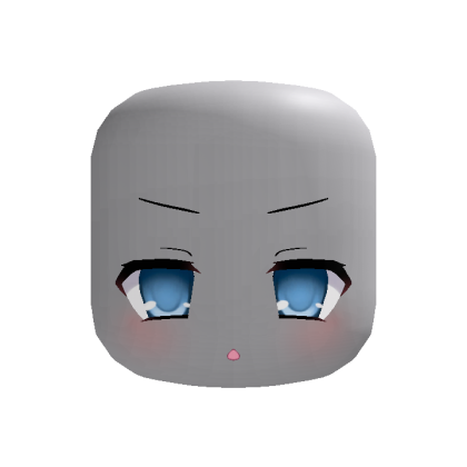 moe anime unamused blushing chibi face [blue]