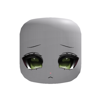(animated) Cute Cat Eyed Doll Moe Face In Green