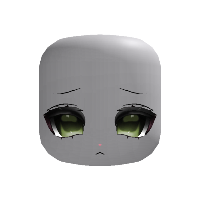 (animated) Cute Cat Eyed Doll Moe Face In Green