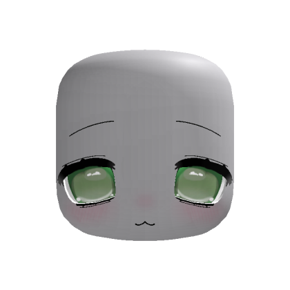 Green Kawaii Sleepy Anime Doll Head Cute Blush