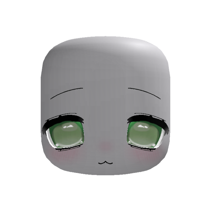 Green Kawaii Sleepy Anime Doll Head Cute Blush
