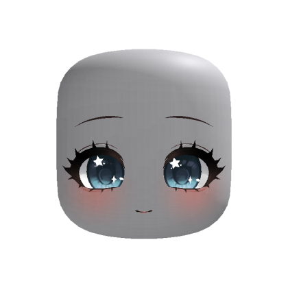 kawaii blue shiny star chibi face (recolorable)