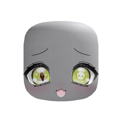 Cute Anime Creepy Eyes Cat Face Light Green