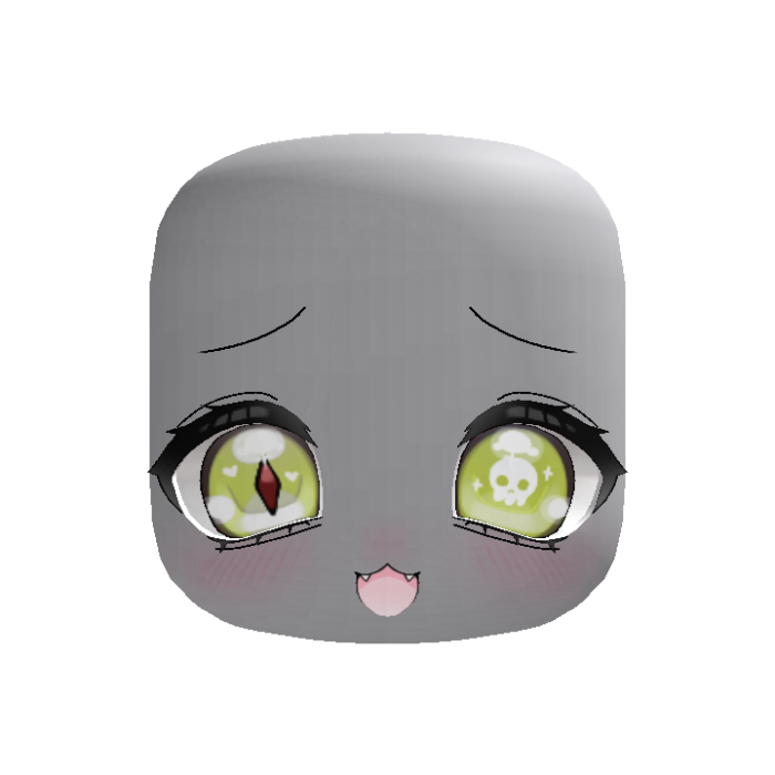 Cute Anime Creepy Eyes Cat Face Light Green