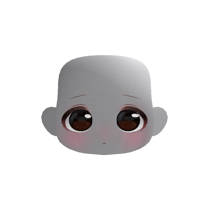 Soft Kawaii Adorable Anime Face w/ Ears (Brown)