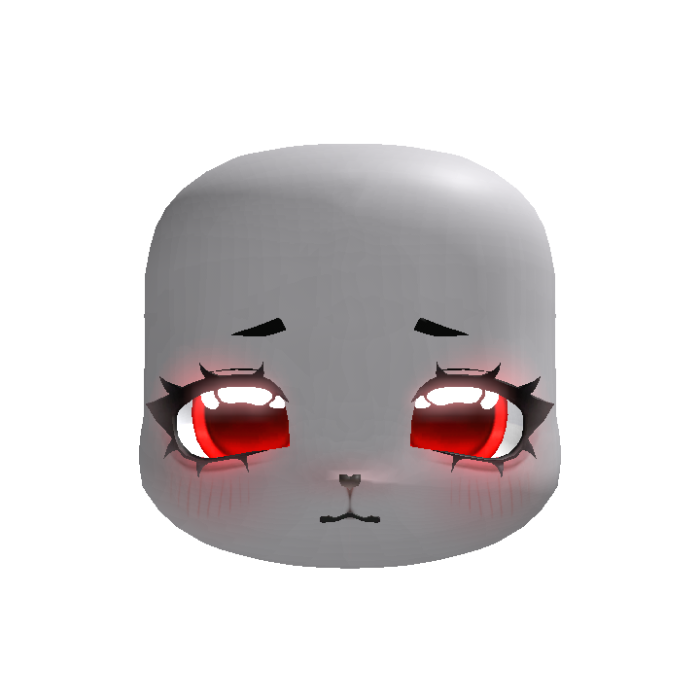 (GLOWING) emissive red sparkly sad kigurumi face