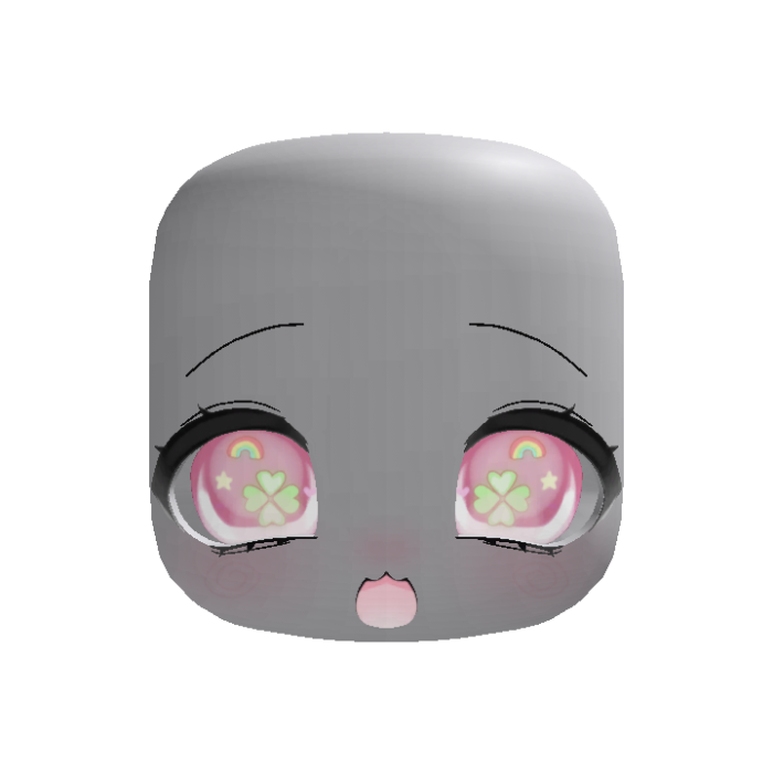 (Animated) Pink Cute Chibi Excited Clover Face