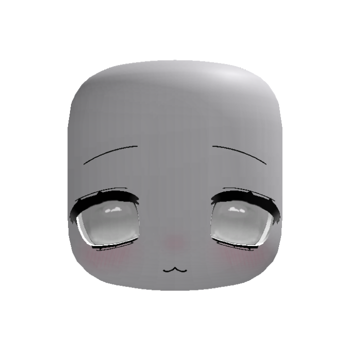 White Kawaii Sleepy Anime Doll Head Cute Blush